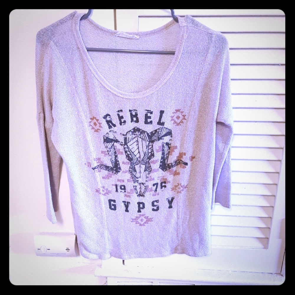 T Betty "Rebel Gypsy" 3/4 sleeve knit shirt